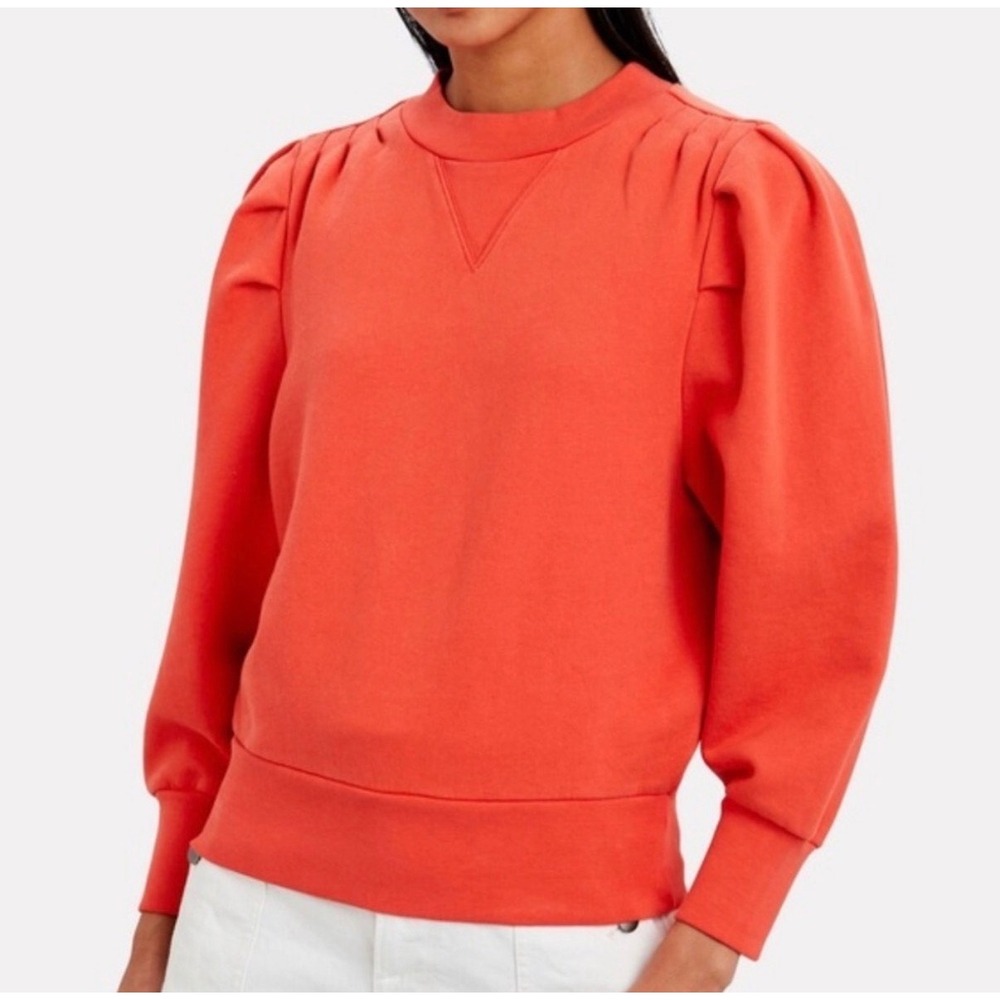 FRAME Sweatshirt XS Orange Puff Shoulder Coquette Balletcore Retro Sunkist